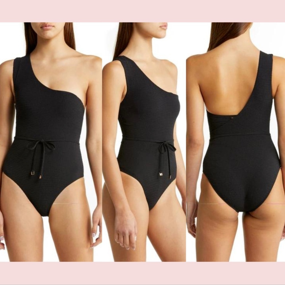 NEW $150 Sea‎ Level [ 8 US ] Messina One Shoulder One Piece Swimsuit Black